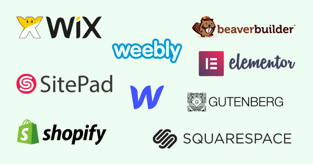 Image of popular website builder logos