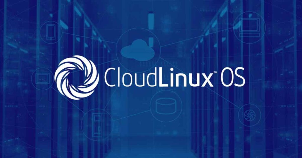 Image of CloudLinux logo in front of server