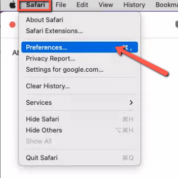 In Safari - click on Safari and then select Preferences