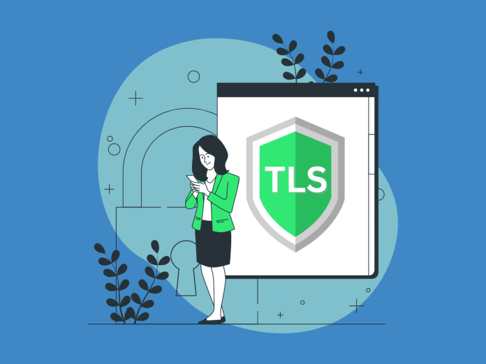 Image of woman looking up what is TLS on tablet