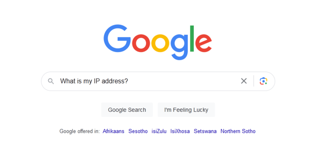 Person using Google to search for what is my IP address