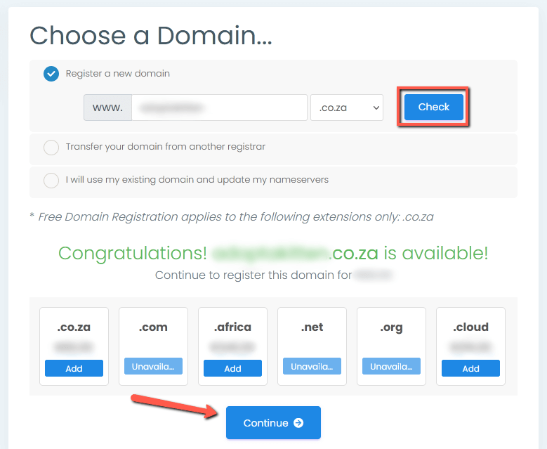 Step 3 - Choose your desired domain name