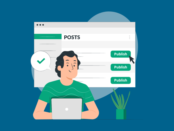Image of person using a content management system (CMS) to publish posts
