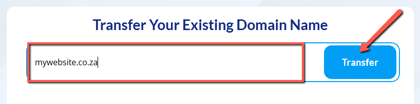 Step 4 - Enter the domain you wish to transfer