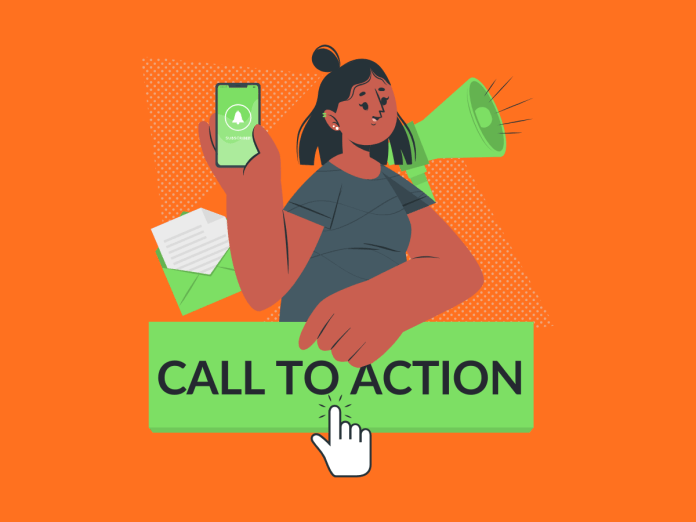 Image of person clicking on a call-to-action button