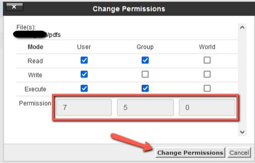 Change permissions and save